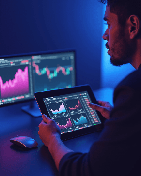Trader using tablet